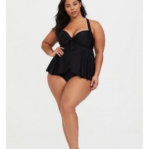 TORRID black babydoll tie front bathing suit